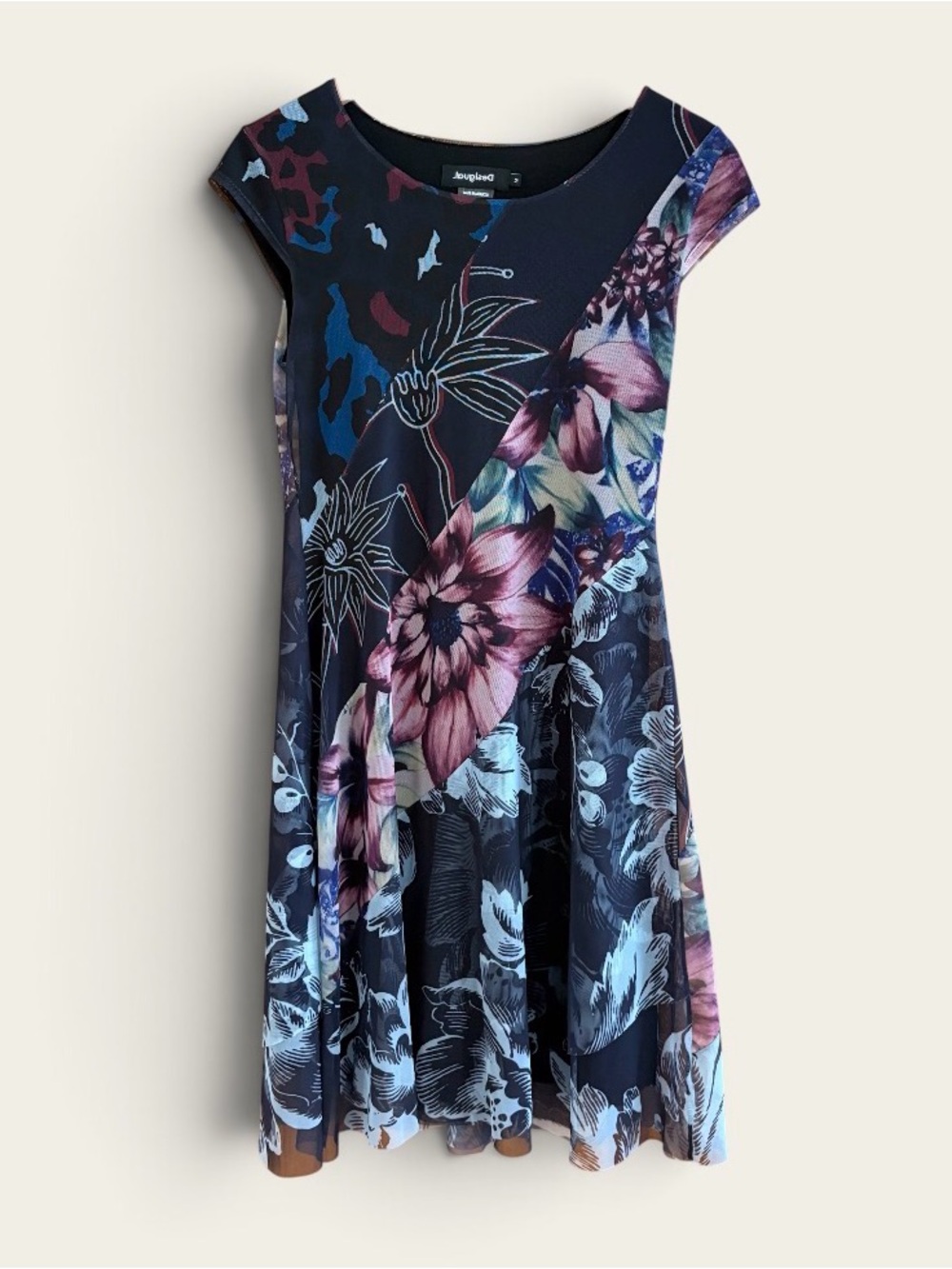 Desigual Navy Floral Fit-and-Flare Dress